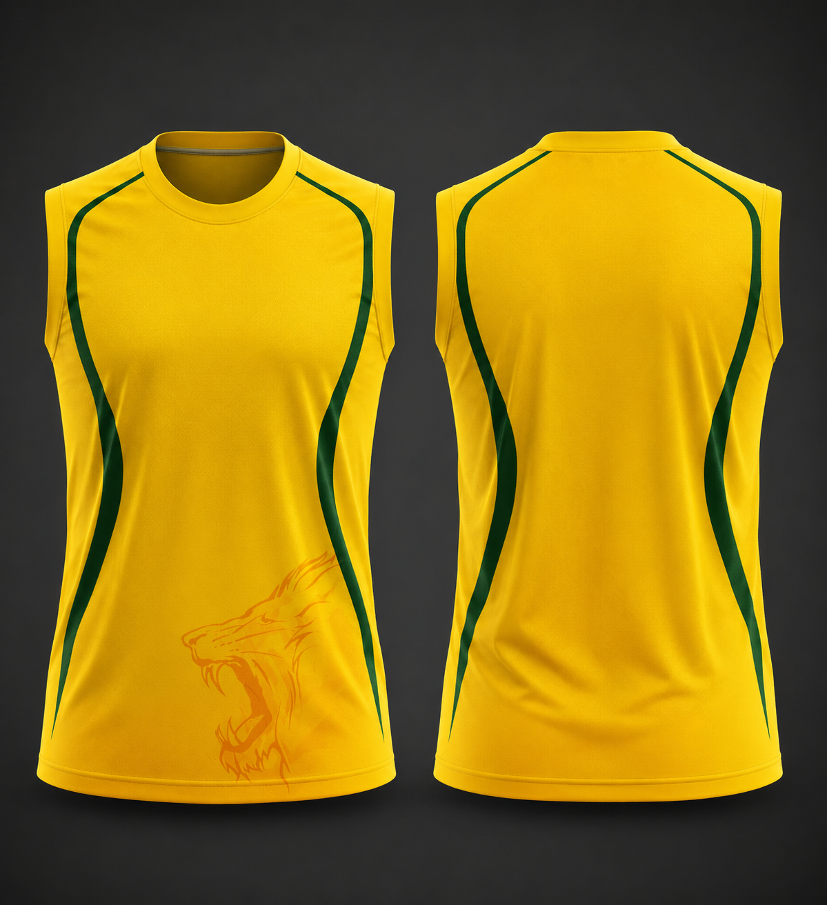 chennai yellow colour fan jersey round neck  sleeveless name and number print